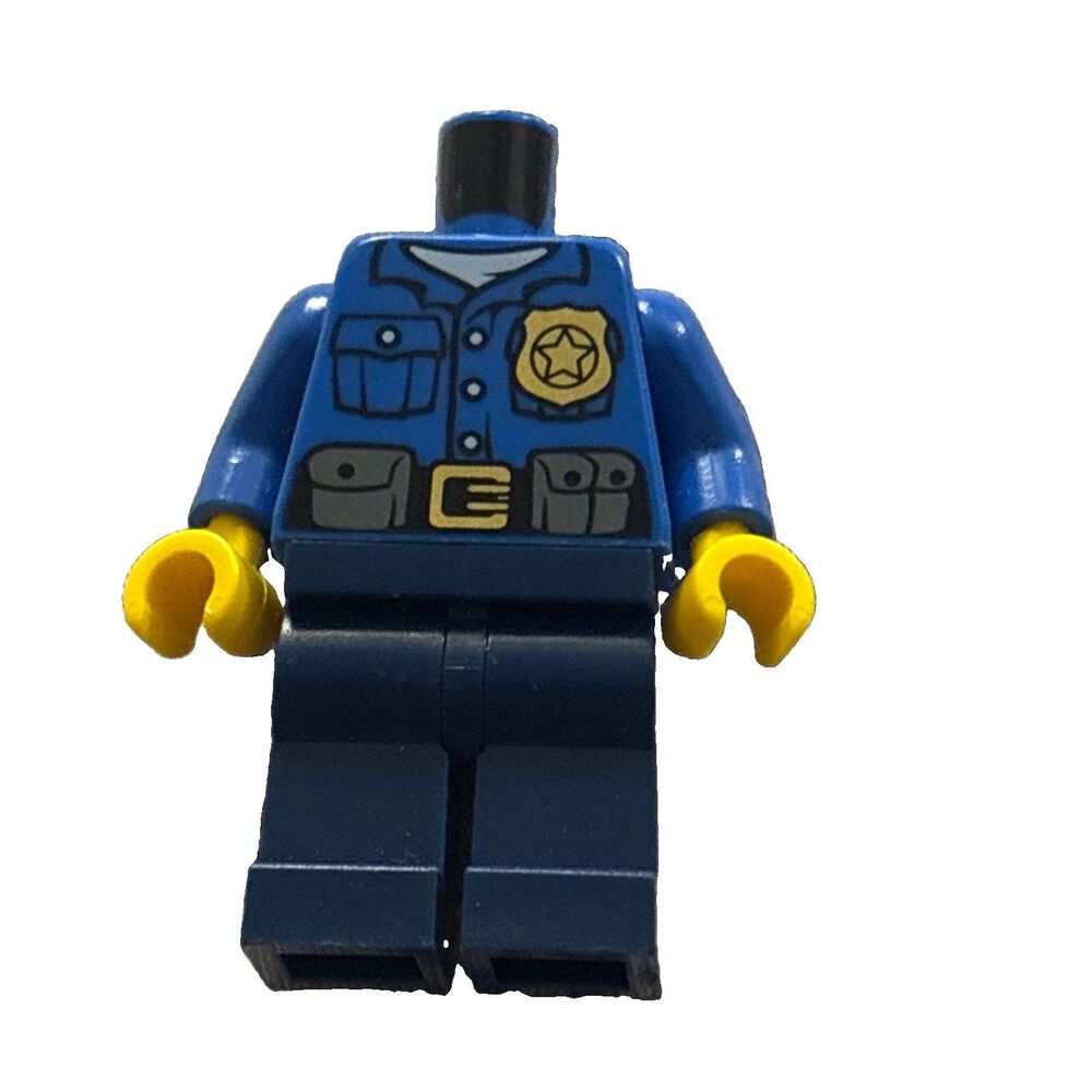 LEGO - Minifig Police Shirt Gold Badge and Buckle, Black Belt w/ Pouches Legs - Picture 1 of 2